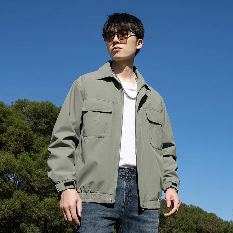 American Workwear Jacket Loose Fit Men's Coat Stand Collar Casual Outerwear Versatile Spring Autumn New Style Plus Size