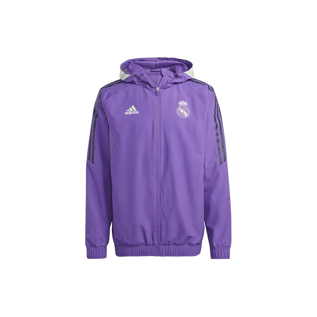 Adidas Real Aw Jkt Jacket Color Block Design Casual Hooded Long Sleeve Jacket Unisex Jacket Vibrant-Purple HT8796