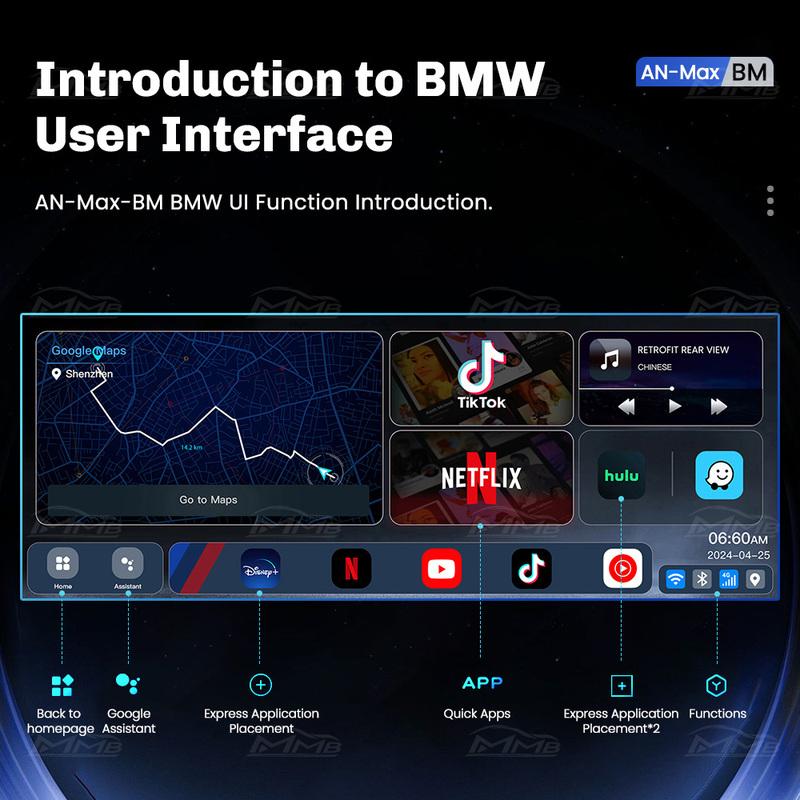 MMB CarPlay AI Box QCM6125 Android 13 OS for 2018-2025 BMW ID6 ID7 ID8 ID9 8GB+128GB YouTube&Netfilx Multimedia Streaming TV Box