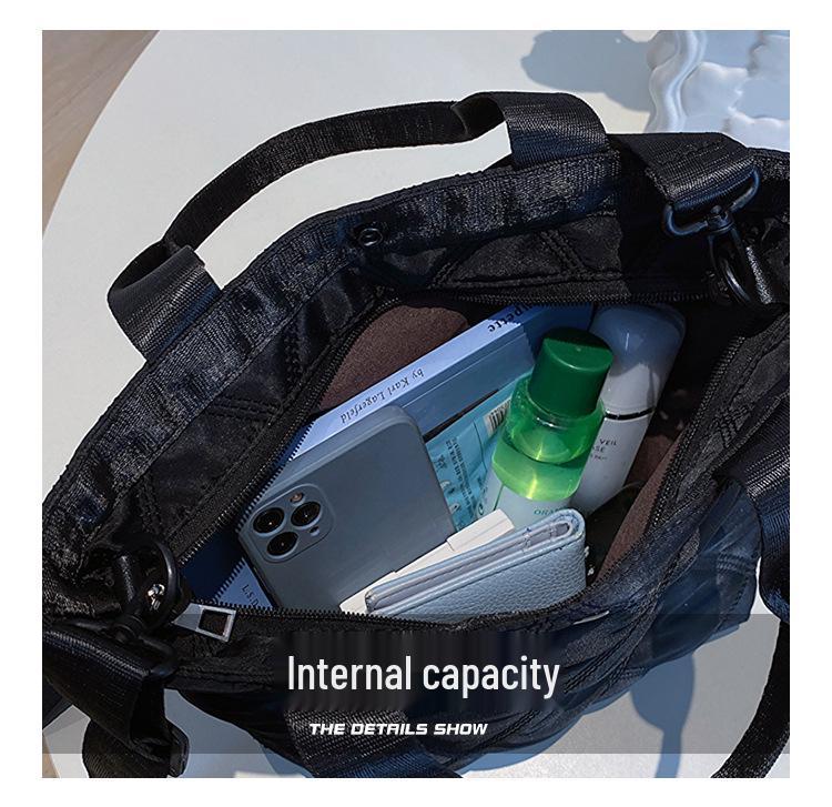 Autumn/Winter 2023 Women's Argyle Down Tote Bag - Large Capacity for Commuting, Shopping & College Students