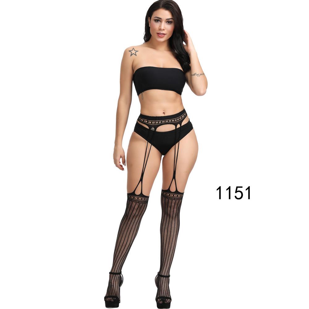 European & American Plus Size Fishnet Bodysuit: Sexy Open Crotch Hollow-Out Jacquard Suspender Stockings