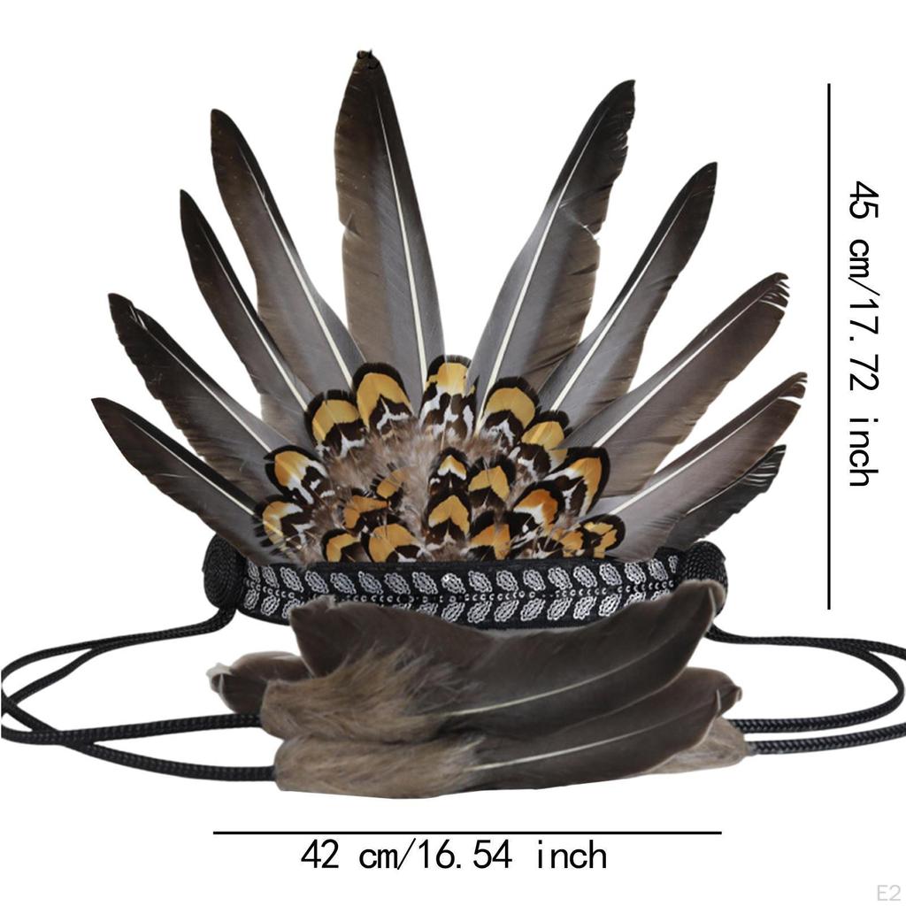 Indian Feather Headdress Props Fancy Dress Headwear for Birthday Gift Stage Show