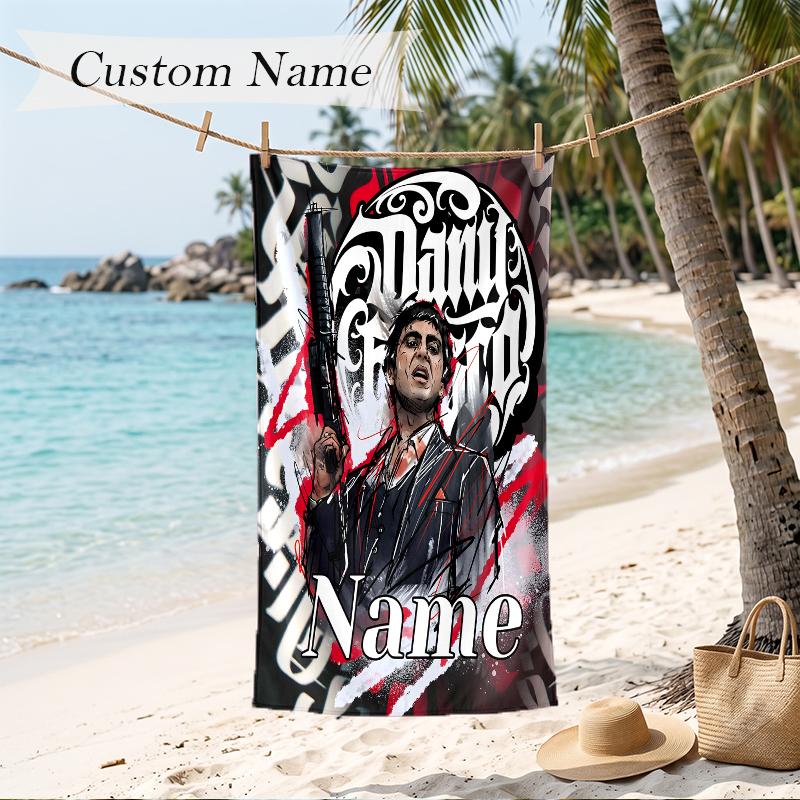 scarface Custom Name Printed Beach Towel Personalized Soft Towel For Swimming Beach Travel