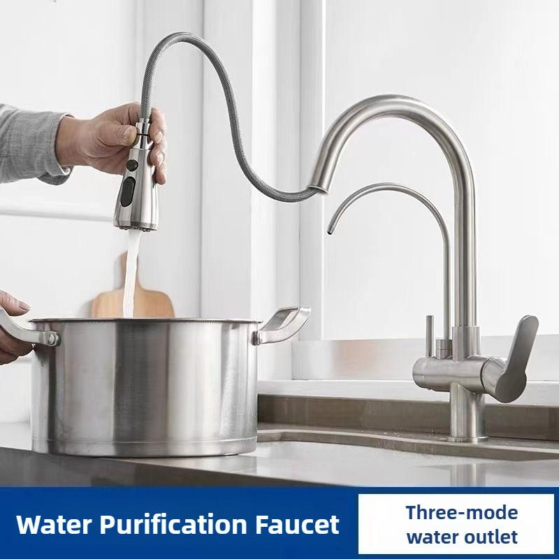 Three In One Water Purifier Faucet Kitchen Universal Rotating Washing Basin Water Tap Stretching RO Direct Drinking Faucet