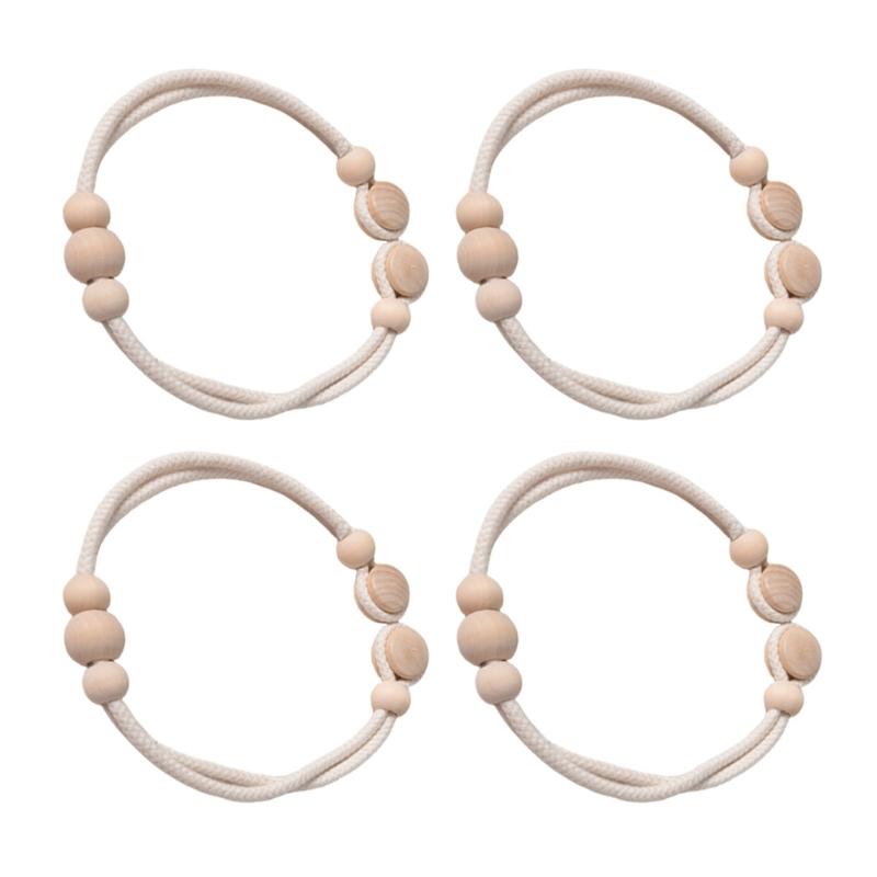 

4 Pack Wood Beads Magnetic Curtain Tiebacks Weave Cotton Rope Window Drapery Holdbacks Clips for Home and Office Decors 1