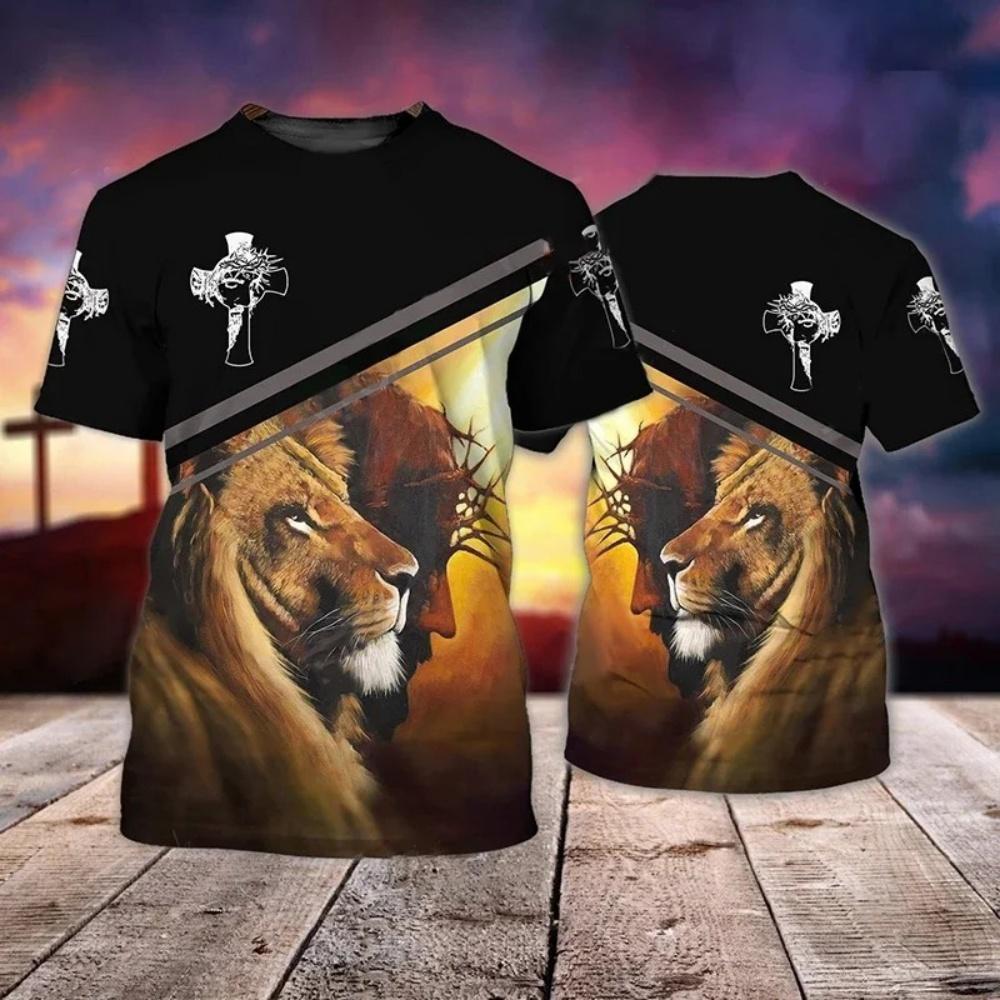 Summer Men's T-Shirt God Religion Christ Jesus Cross 3D Print Hip Hop Loose Short Sleeve Streetwear Vintage Oversized T Shirt