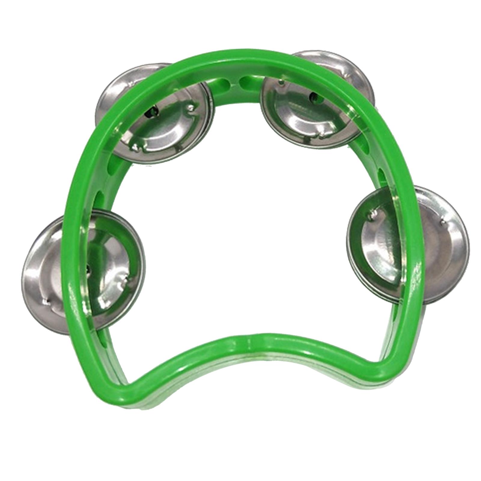 

Бубен пластиковый ручной ударный инструмент 4 колокольчика детский музыкальный ритм инструмент для школьной вечеринки зелёный