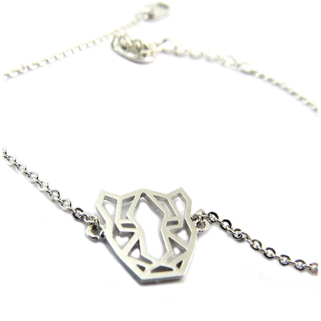 

7bis [P5869] - Браслет авторский Оригами (пантера) серебро - 12х11 мм