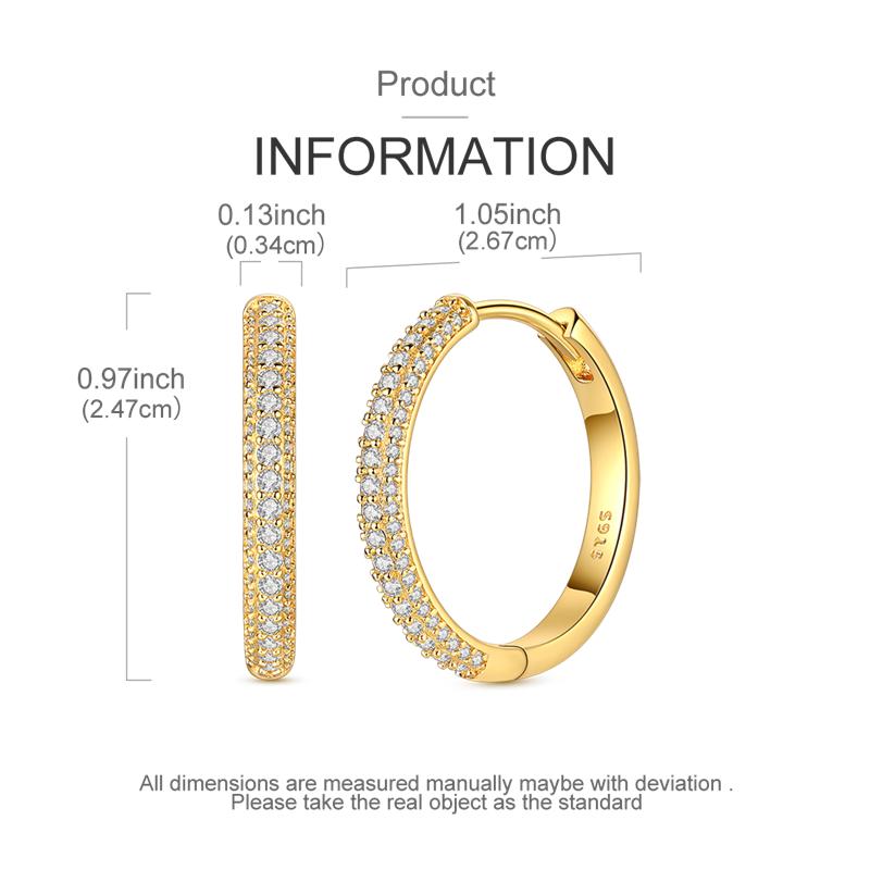 Fashion Gold Woman Hoop Earring 925 Sterling copper Sparkling Zircon Round Ear Stud Earrings Fine Zircon Lover Anniversary Gift