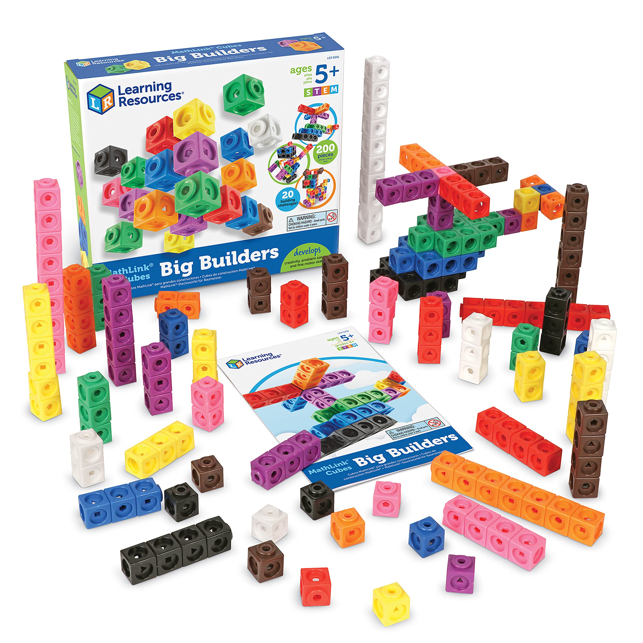 

Learning Resources MathLink Series Cubes, Large Capacity, 200-Piece Set, LER9291, Authentic