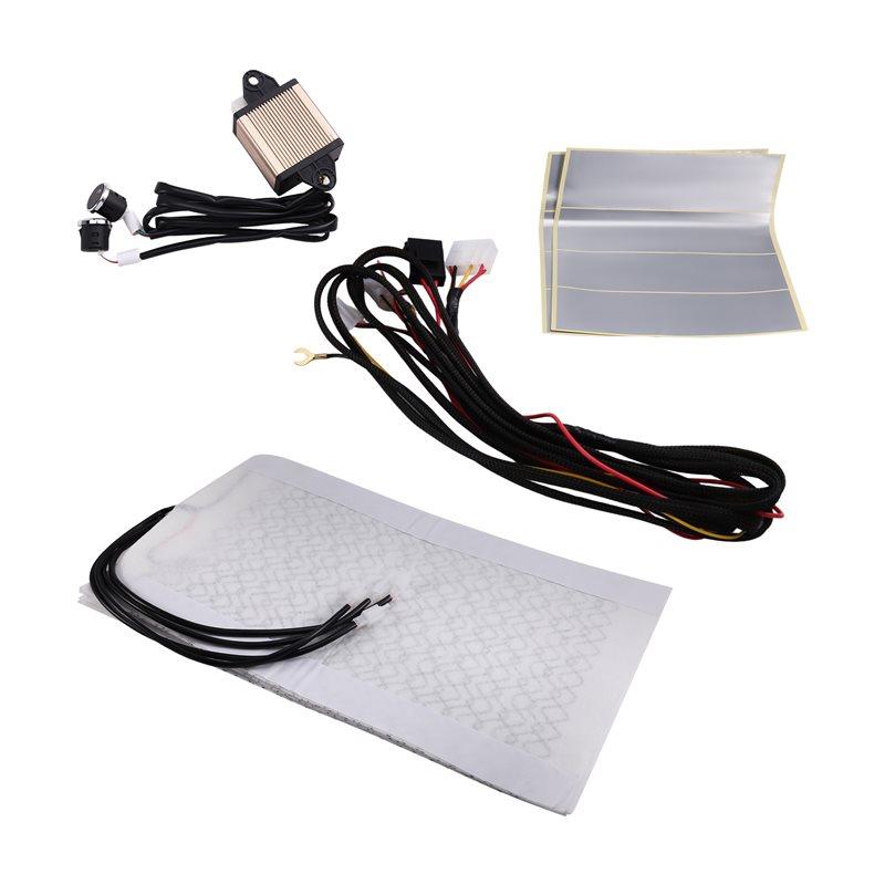 Car Seat Heater Kit Universal Built-In 2 Seats Heating Pads 3-Level Control Switch System
