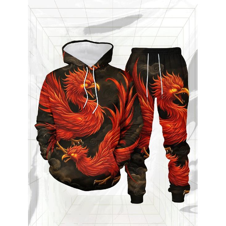Blazing Vermilion Bird, Not Casual 3D Printed Sweatshirt 2pcs Set S