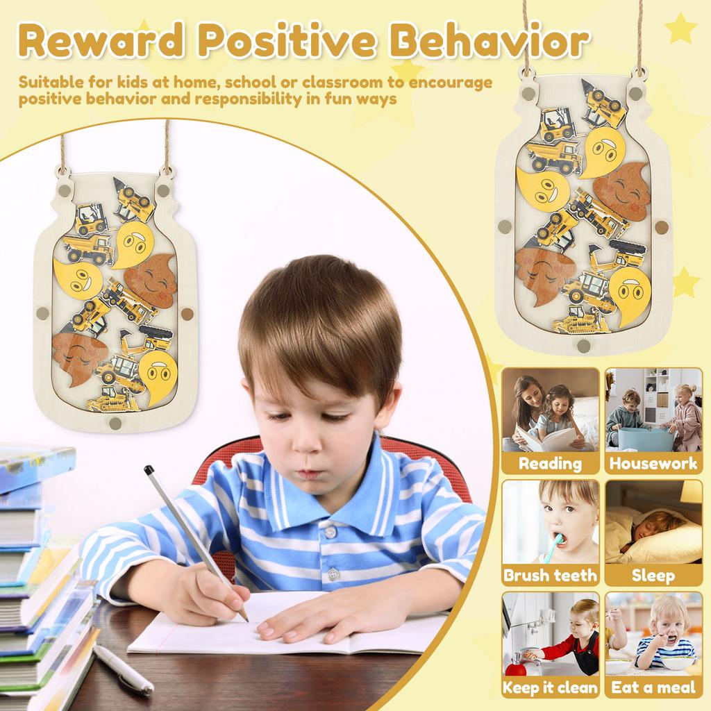 Reward Storage Jar for Toddler Hanging Savings Bottle Reward Behavior Chart for Teeth Brushing Bedtime Daily Reading Training