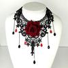 Vintage Gothic Red Lace Wrist Gloves with Rose Detail - Lolita Hand Jewelry, Free Shipping for Halloween