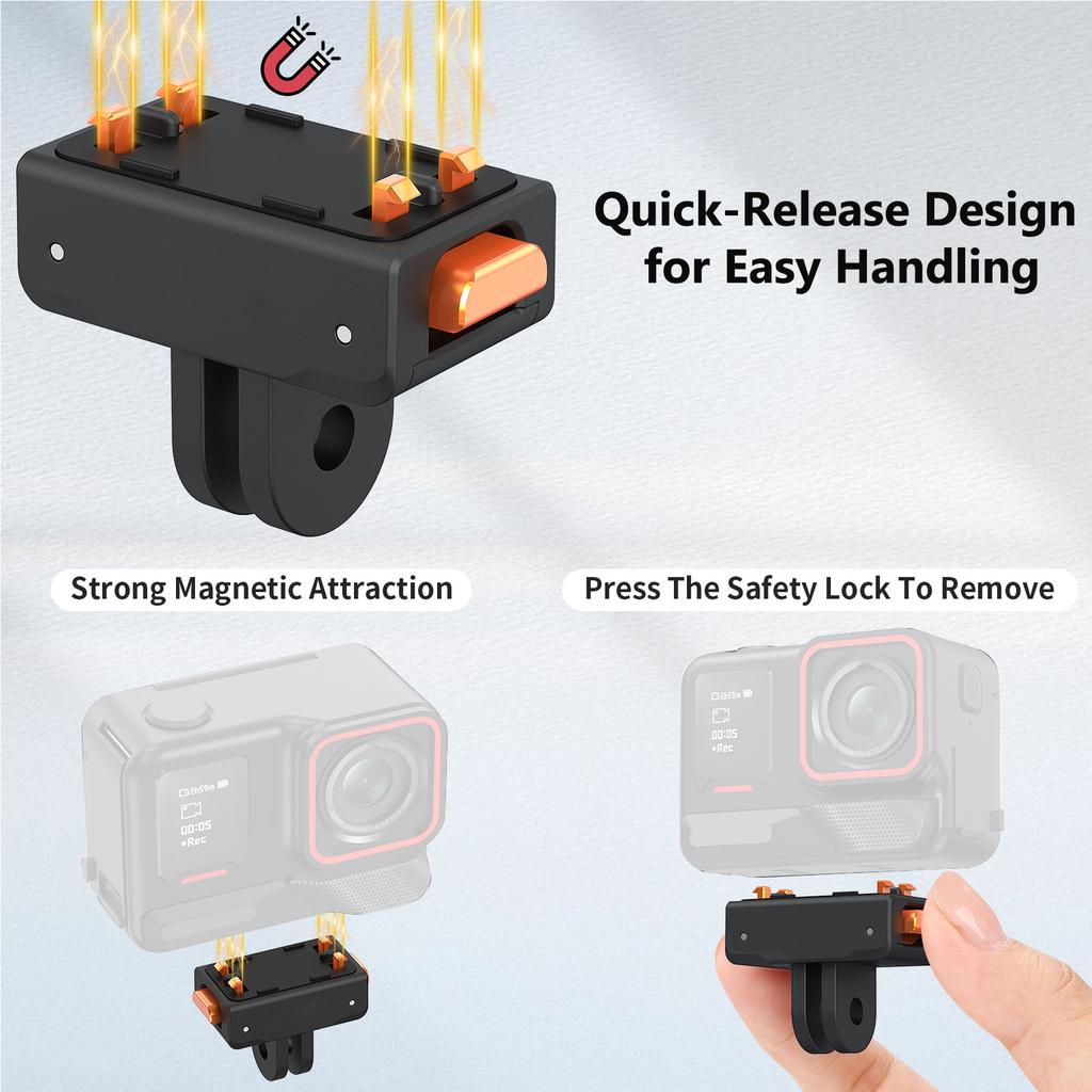 Quick Release Mount with N52 Magnet Fast Foldable Fit for GoPro 1 4 Inch Thread for Insta360 Ace AcePro AcePro2 X5