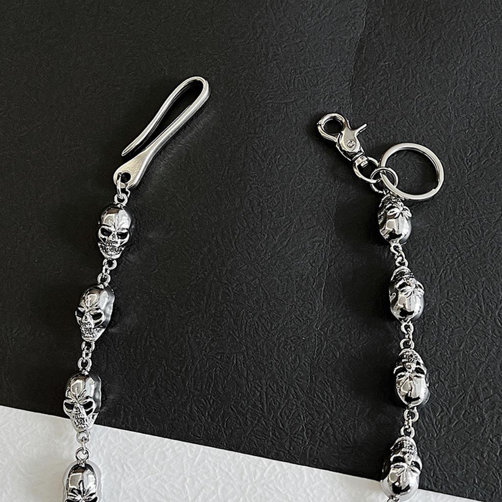 Catena Pesante Robusta per Portafoglio da Biker Catena con Teschio Punk Portachiavi Metallico Catena con Moschettone