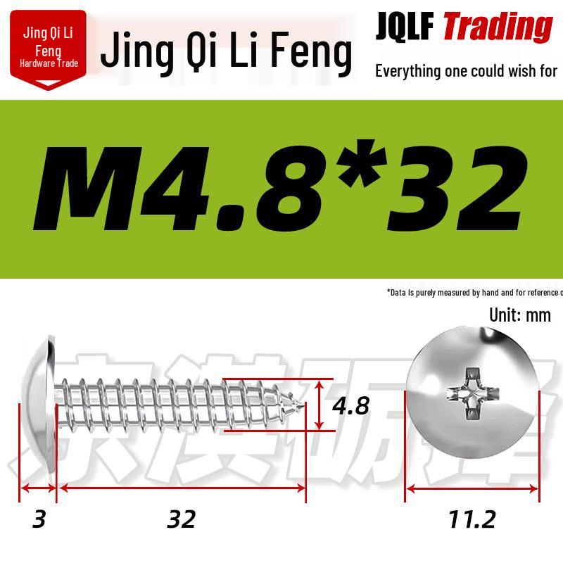 Flat Head Phillips Stainless Steel Self-Tapping Screw M3-M5 for Furniture and Wood.