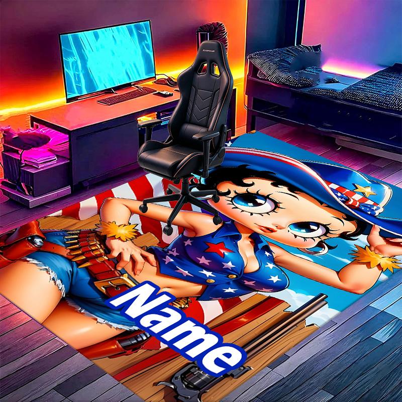 Custom Name Personalized Betty Boop Print Carpet, Versatile Home Decor Rug, for Playroom, Apartment, Balcony, Entryway, Hallway Gift