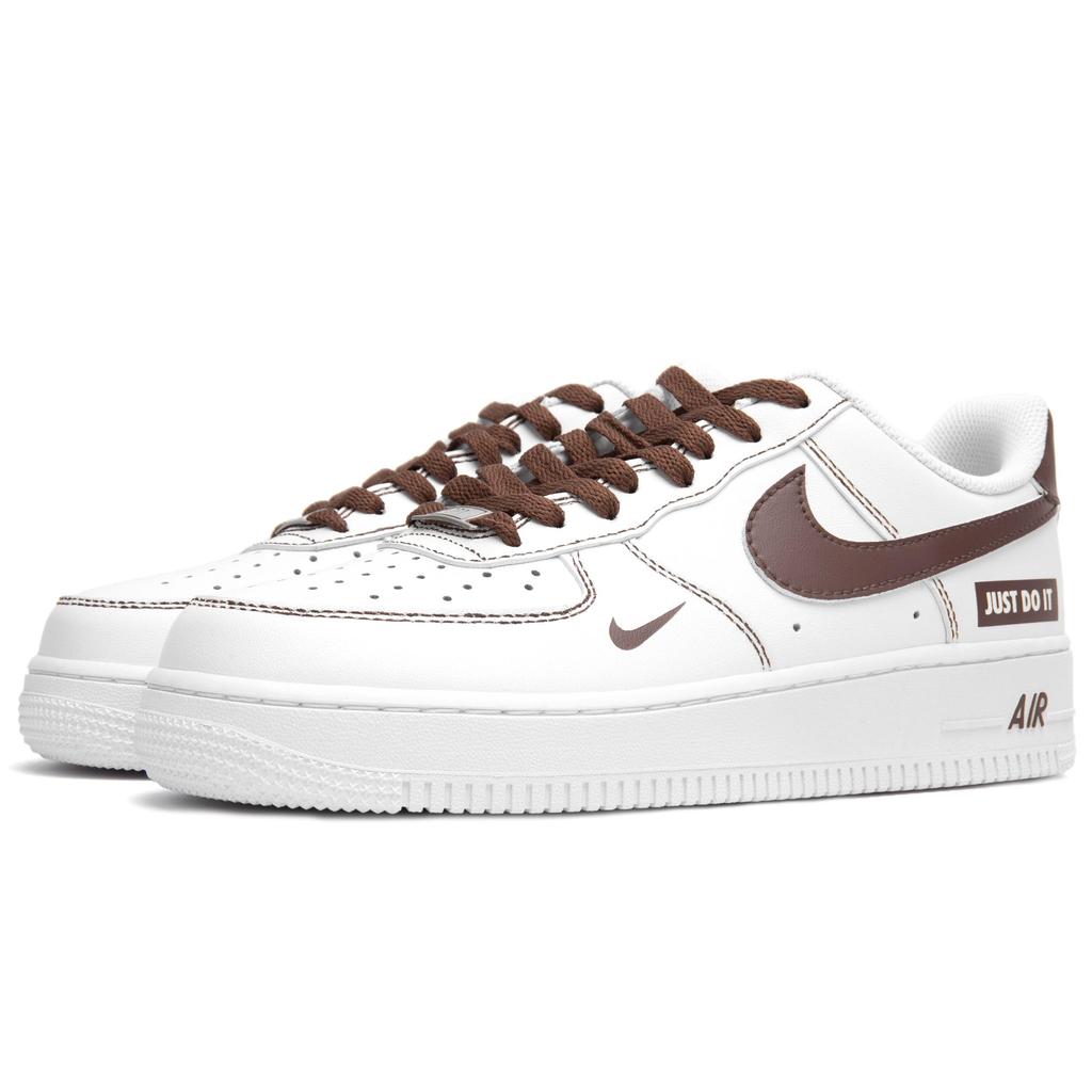 Nike Air Force 1 Slip Resistant Abrasion Resistant Low Top Skateboard Shoes Men's White Brown 315122-111(Team18-)