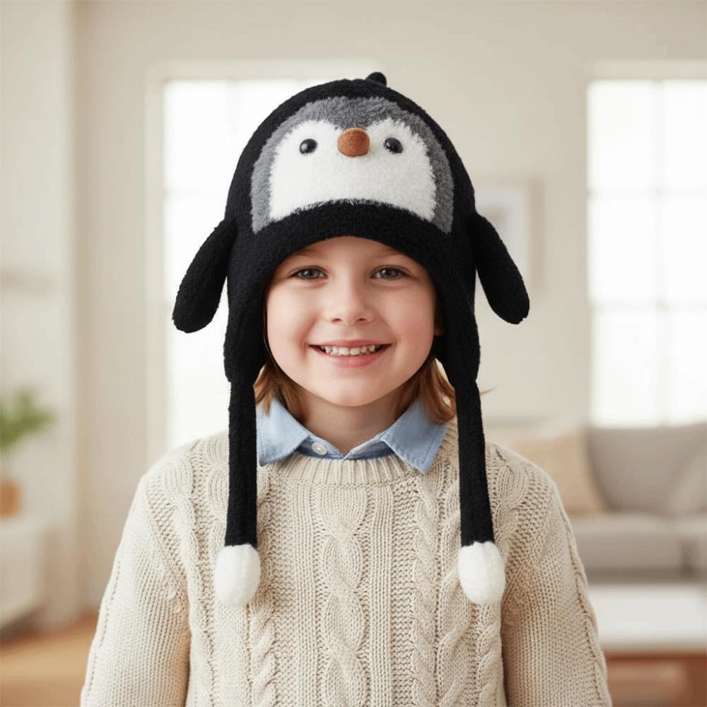 Breathable Cartoon Penguin Balaclava Hat Windproof Plush Penguin Hat  Outdoor Activities