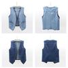 Plus Size Women Denim Waistcoat Vest Front Button Vintage V Neck Sleeveless Female Autumn Outerwear Cardigan Tops