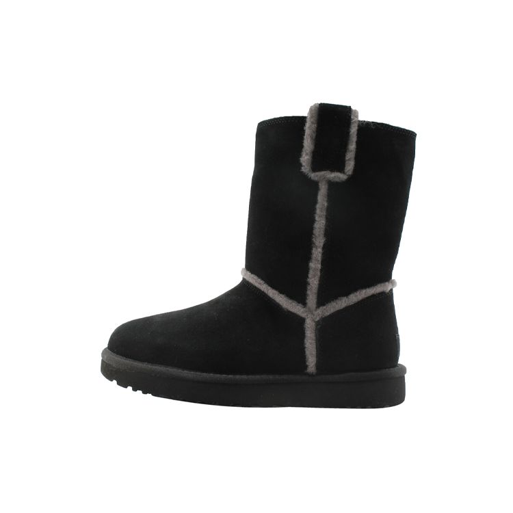 

UGG Классические короткие теплые повседневные флисовые сапоги до середины голени из овчины с прорезным швом, женские сапоги черного цвета 1098078-BLK