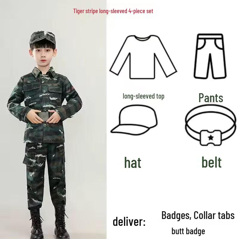 Çocuk Kamuflaj Askeri Üniformaları (Erkek ve Kız Çocukları İçin) - Anaokulu Eğitimleri, Yaz Kampları veya Okul Gösterileri İçin Mükemmel.