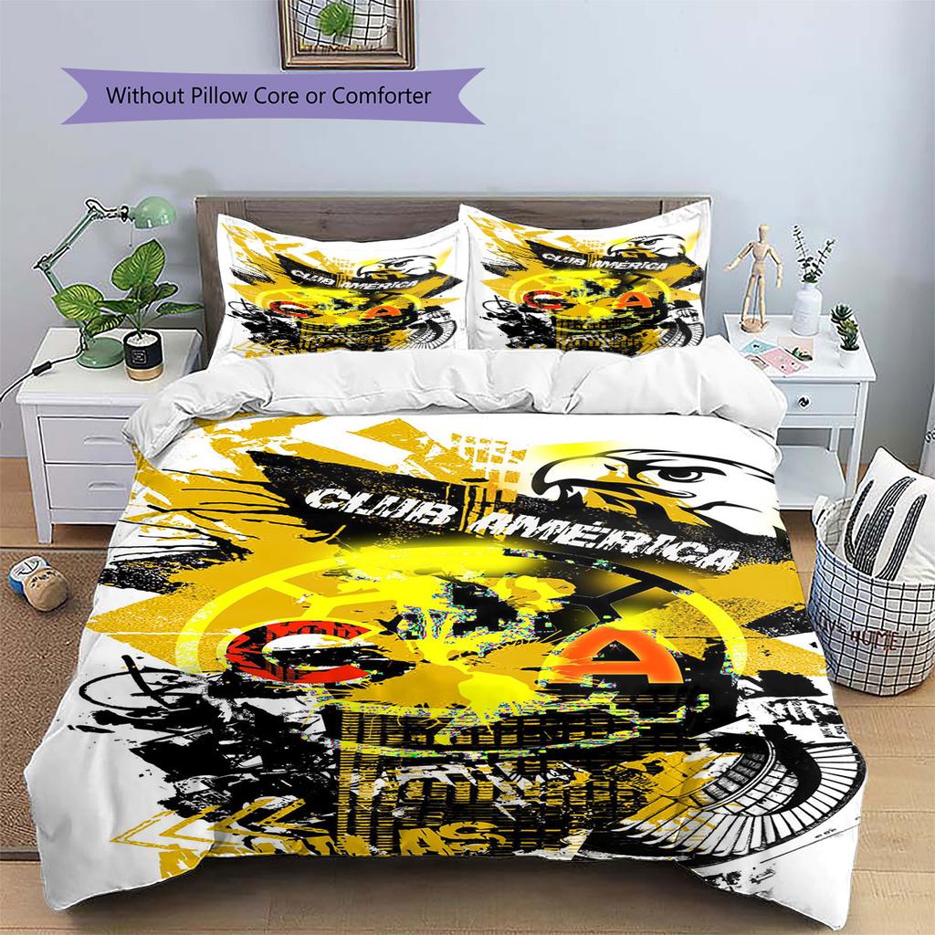 Club De Futbol América Pattern Bedding,Quilt Set Quilt Cover Pillowcase Home Birthday Gift(1 * Duvet Cover + 2 * Pillowcase, Without Core)