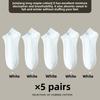 5 Pairs of Women's Spring and Summer Thin All Match Pure Color Sweat Absorbing Antibacterial Breathable Socks