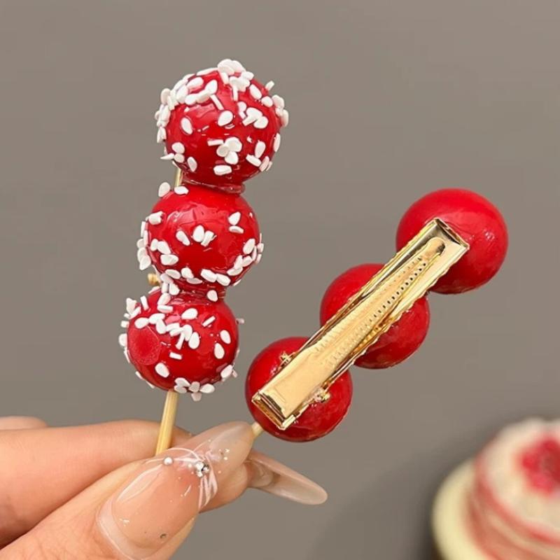 Sevimli Toka Yaratıcı Simülasyon Yiyecek Tokası Saç Aksesuarları Alıç Şekerlenmiş Alıç Yan Toka Komik Meyve Başlığı Kadınlar İçin