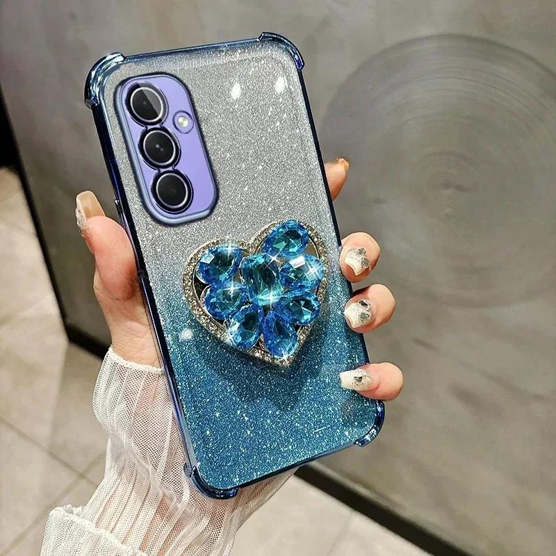 For Google Pixel 9 Phone Case for Google Pixel 10 9 Pixel9 Pro 9A A 9Pro XL Glitter Diamond Heart Shockproof Bracket Case Cover