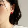 [silver925] red ball earring