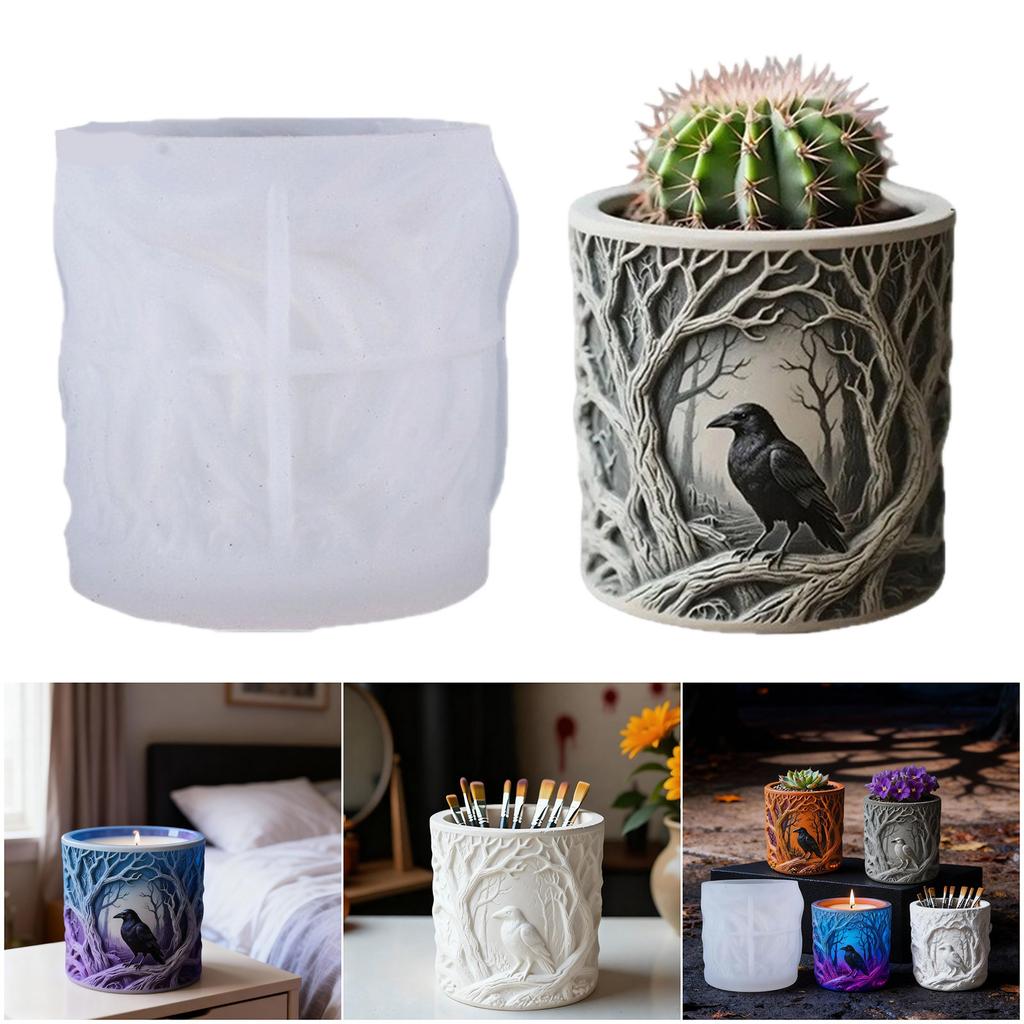 Flowerpot Mould Silicone Crow Planter Mold for Crafting Resin Jewelry Decorative Planter Multiple Crafting Materials