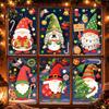 Outdoor Christmas Window Scenes 6Pcs Gnome Static Cling, No?Glue Glass Sticker with Xmas Holiday Decorative Decals Tree & Candy Cane, Reusable Decor