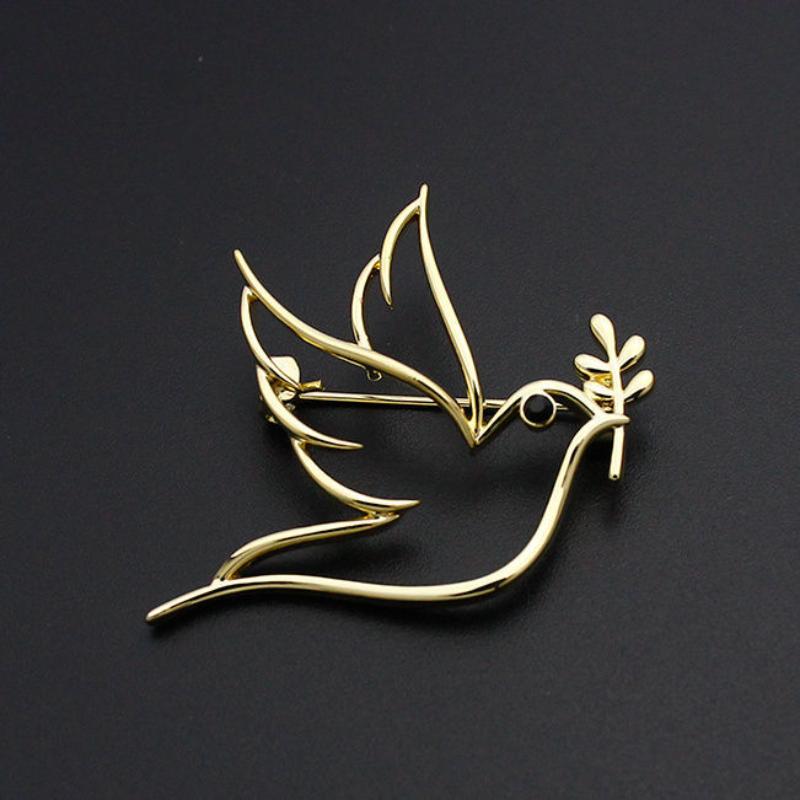 

SXH 1pcs Exquisite Hollow Pigeon Brooch Elegant Peace Dove Lapel Pin Vintage Suit Shirt Collar Pin Jewelry Gift золотой