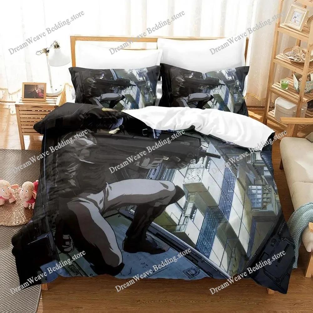 Ghost in The Shell Bedding Set Single Twin Full Queen King Size Bed Set Adult Kid Bedroom Duvetcover Sets 3D Anime Bed Sheet Set