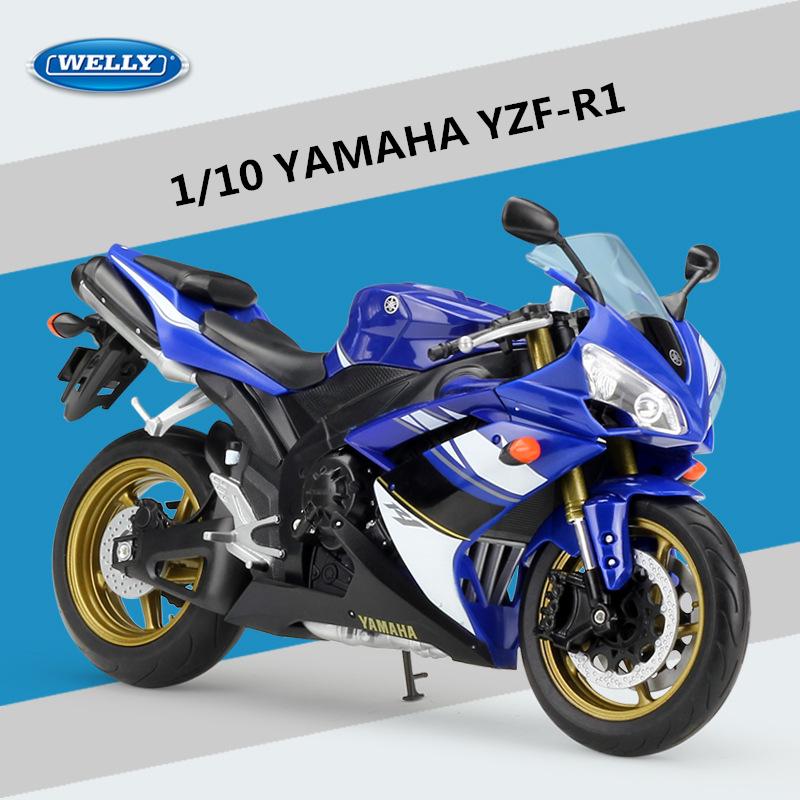 WELLY 1/10 YAMAHA YZF-R1 Alloy Racing Motorcycle Model Diecasts Metal Sports Motorcycle Model High Simulation Childrens Toy Gift