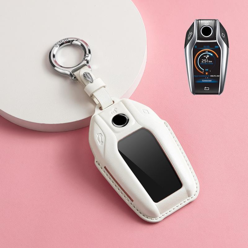 

Interior Mouldings Leather Car Key Case LCD Smart Remote Cover LED Display Shell Fob For BMW G11 G12 G30 G31 G01 G02 5 7 Series