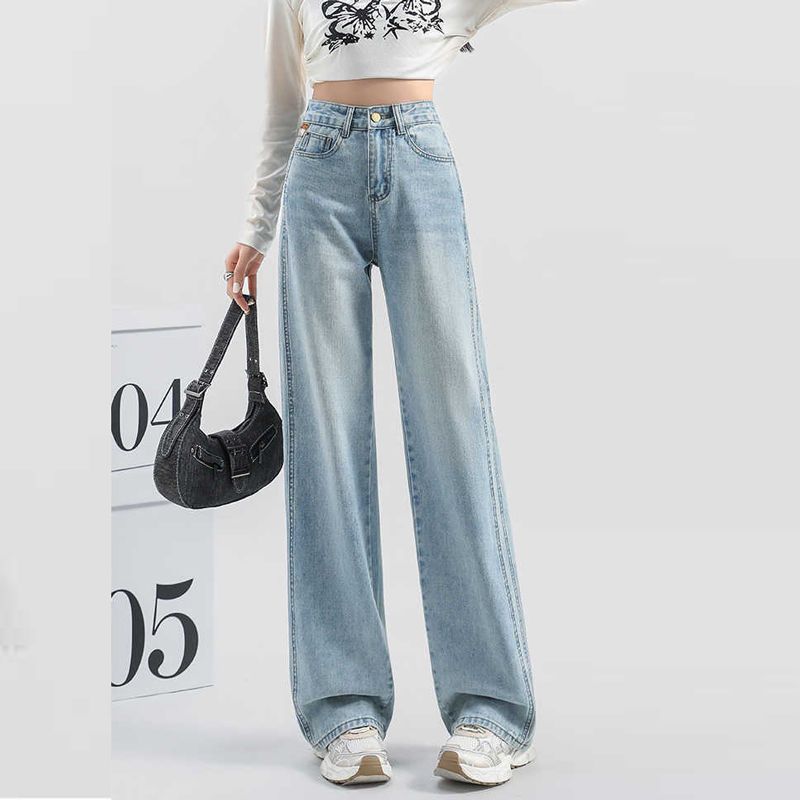 

Comfortable Wide Legged High Waisted Jeans Women Autumn Years Thin Drag Floor Petite Loose Drapey Straight Long Pants Jeans for Women Long Denim Pants 4XL