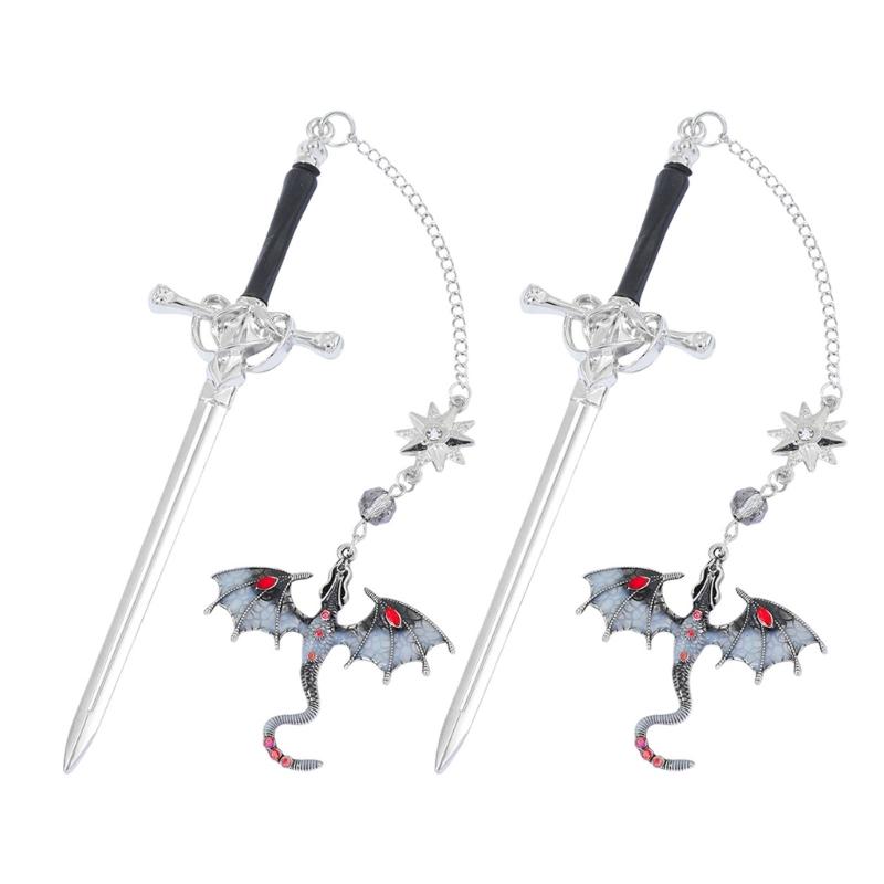 2 Pcs Dragon Swords Bookmarks Metal Page Markers Fantasy Bookmarks Stylish Reading Bookmarks Creative Bookmarks for Boy