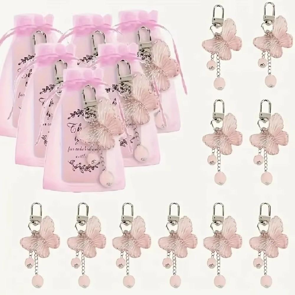 24/30 Stück Schmetterling Anhänger Schmetterling Schlüsselanhänger Geschenk Set Quaste Rosa Schmetterling Schlüsselanhänger Hochzeitsgeschenke