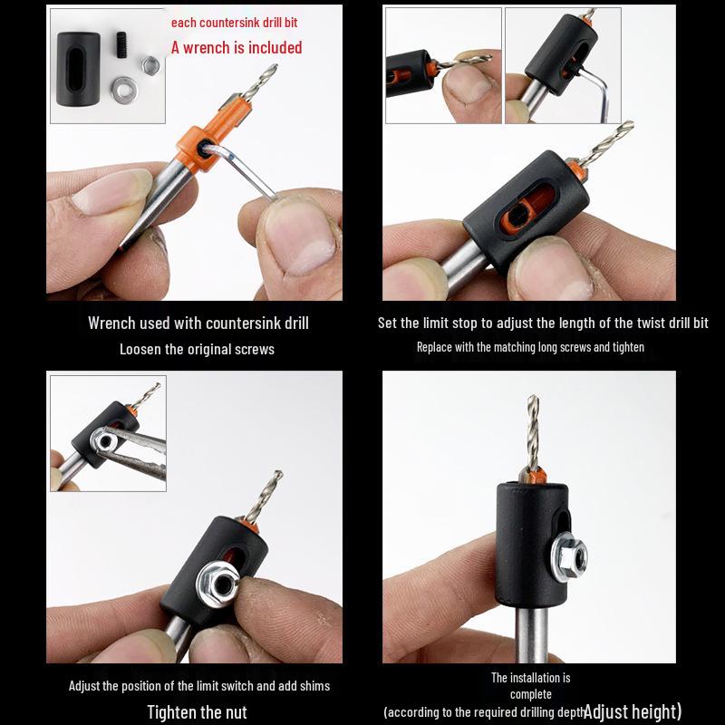 PVC Edge Banding Hole Punch Tool with 8mm Puncher & Guide Screw for Drywall Nail Concealing