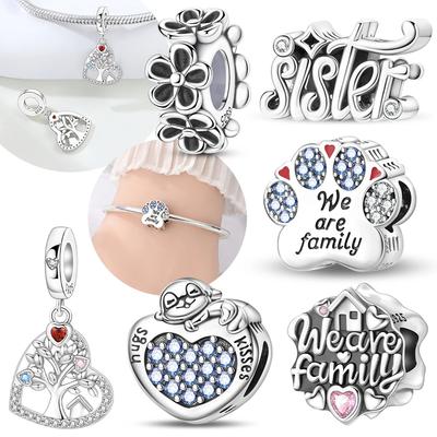 Original Copper Family Affection Claws Love Heart Life Tree Pendant Fit Bracelet Women Jewelry Diy Anniversary Gift