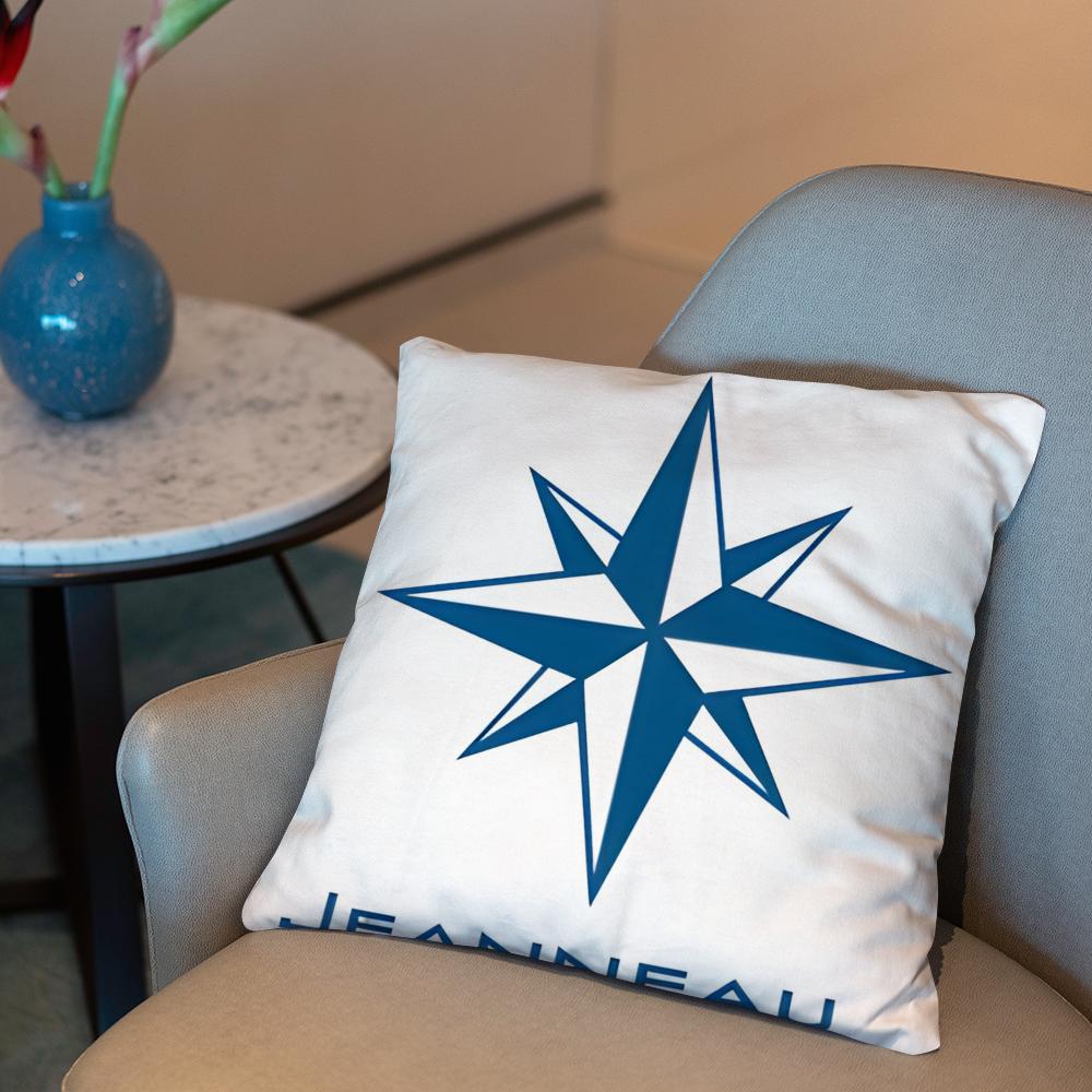 J-JEANNEAU logo Cushion Cover 2-in-1 Reversible Plush Pillow Cover | Car/Sofa/Bed | Perfect Gift