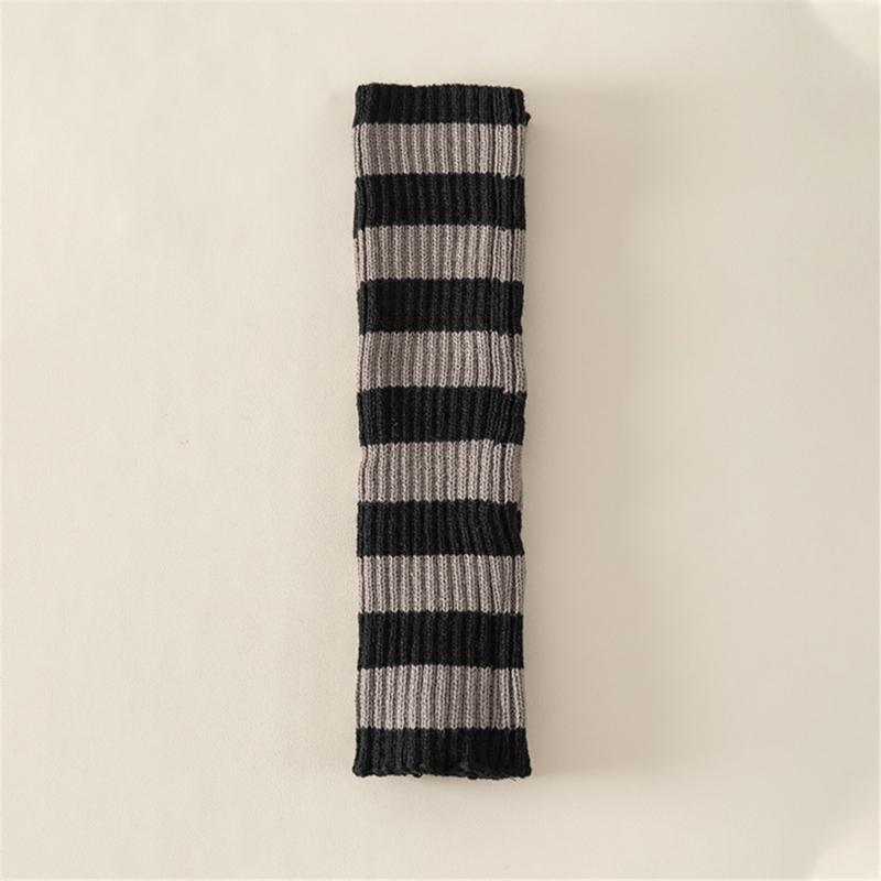 Contrast Color Striped Leg Warmers for Women Girls Ribbed Knitted Boot Covers Over Calf Socks for Dance Parties Hosiery