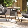 70 cm Wood-Effect Rattan Garden Table - Natural Wood Finish