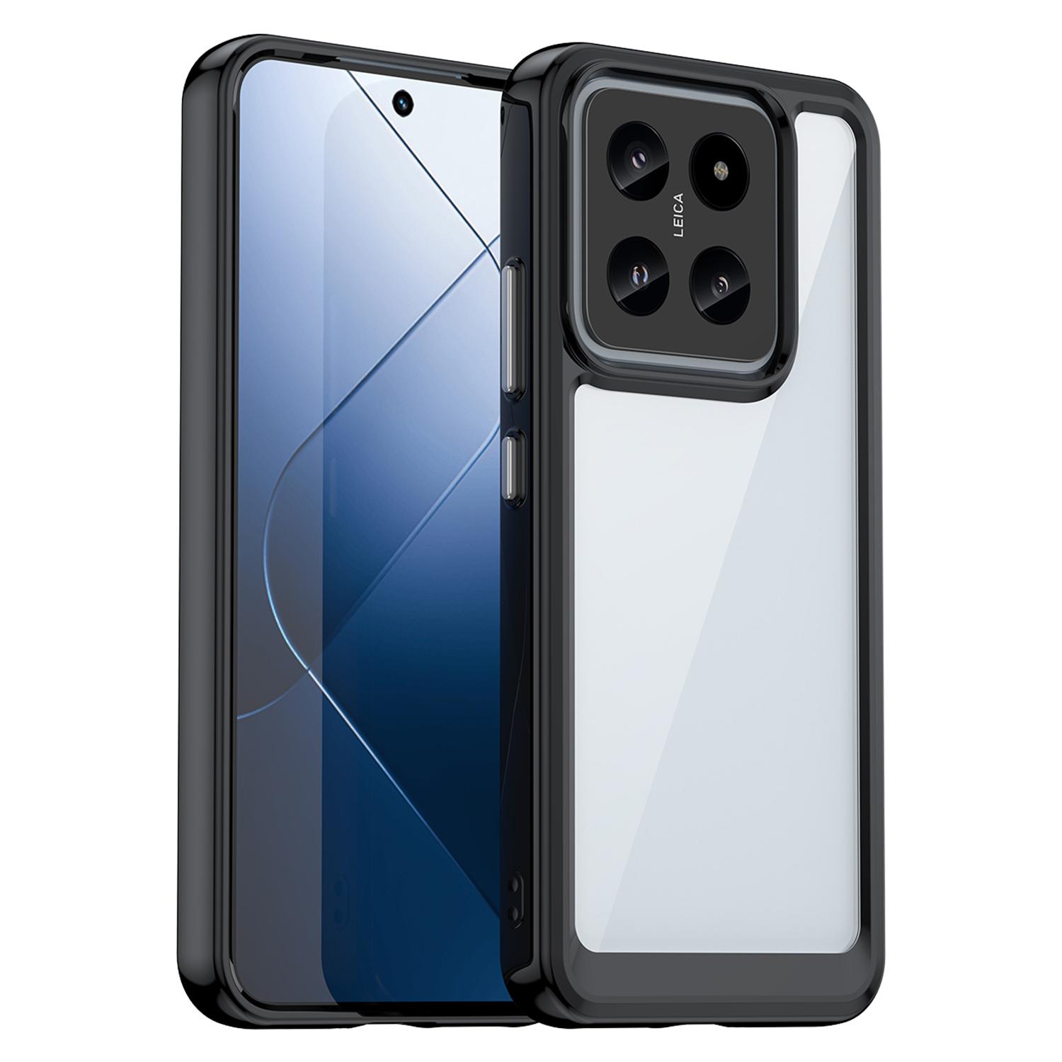 

For Xiaomi 14 Case Anti-drop Shockproof TPU+Acrylic Mobile Phone Back Protector Black