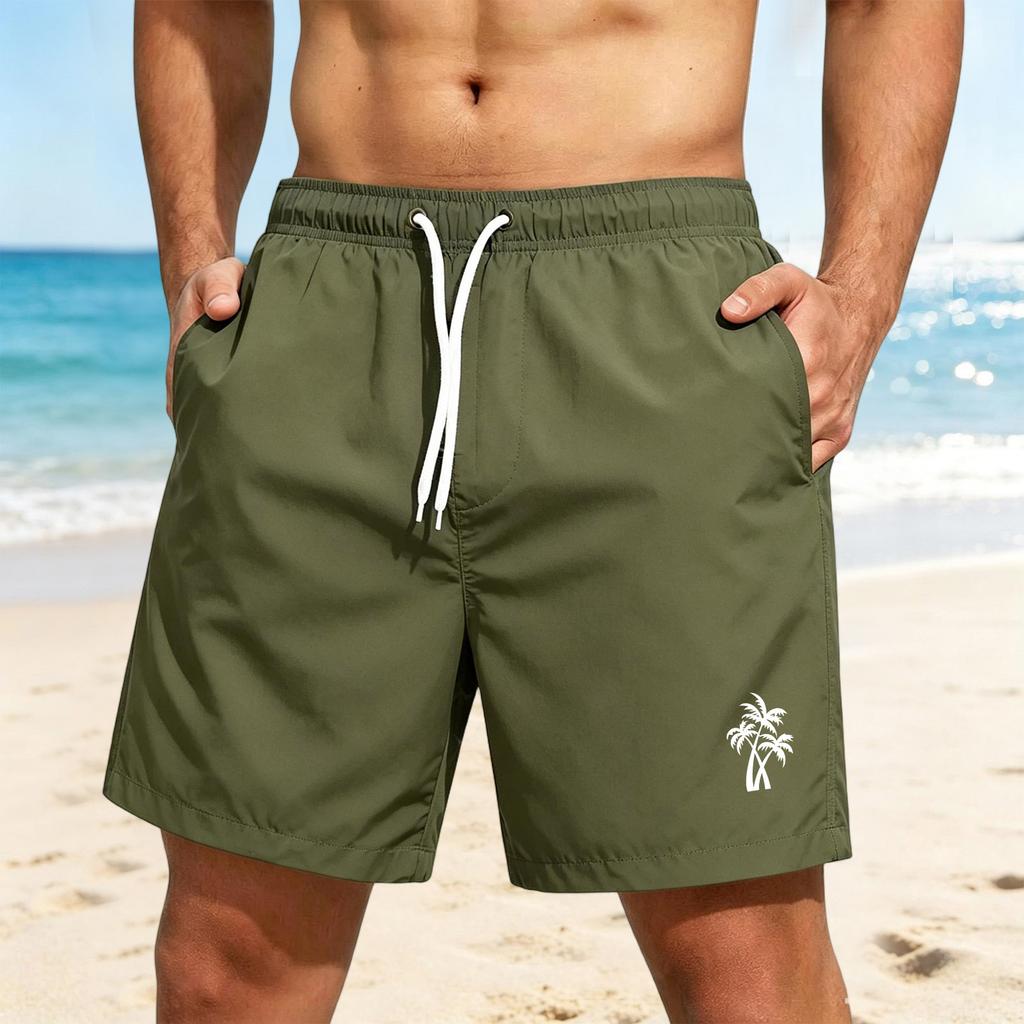 Men's Quick-Dry Hawaiian Print Beach Shorts for Summer Vacation