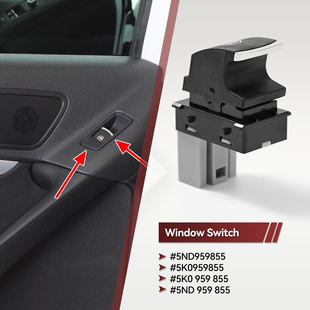 Ovládací tlačítko spínače elektrického ovládání oken pro VW Jetta Tiguan Caddy Golf MK5 MK6 Passat Touran Seat MK2 5ND959855 5K0959855 5ND 959 855