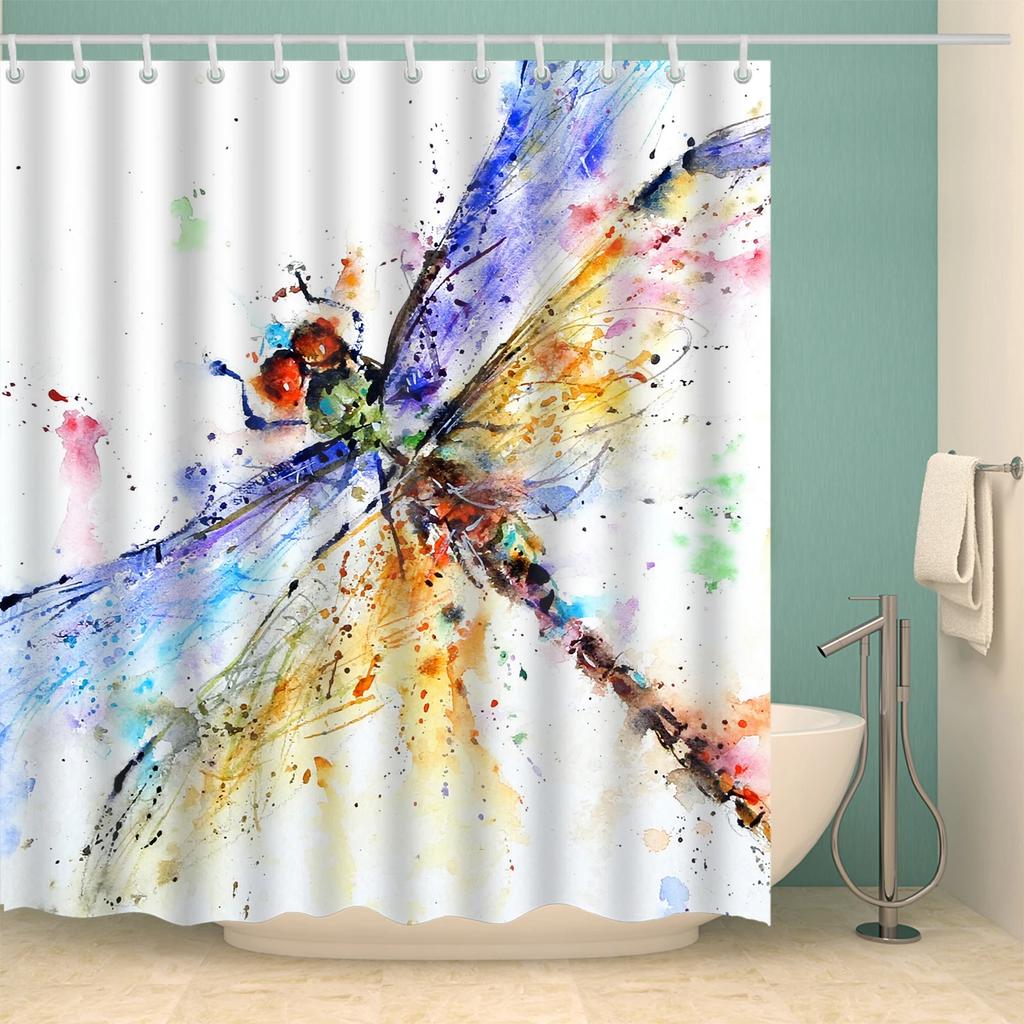 Cartoon Animals Cat Bird Giraffe Shower Curtains Bathroom Curtains Waterproof Polyester Bath Screen Curtain with 12 Hooks
